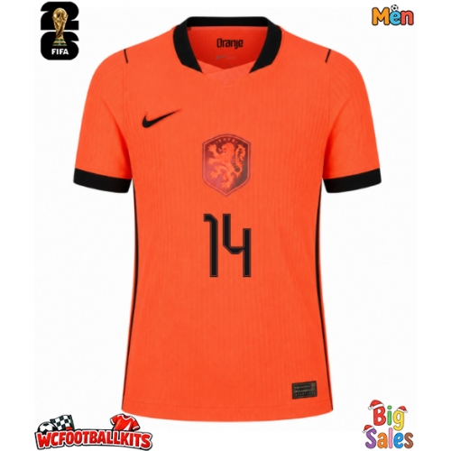 Netherlands Tijjani Reijnders #14 Replica Home Stadium Shirt World Cup 2026 Short Sleeve